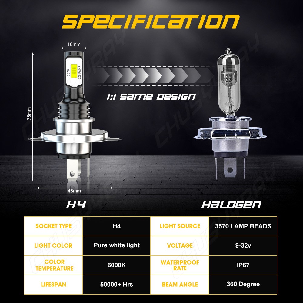 4X 5.75inch 5-3/4″ H5001 H5006 LED Headlights Hi/Lo W/ DRL For Peterbilt 359 379