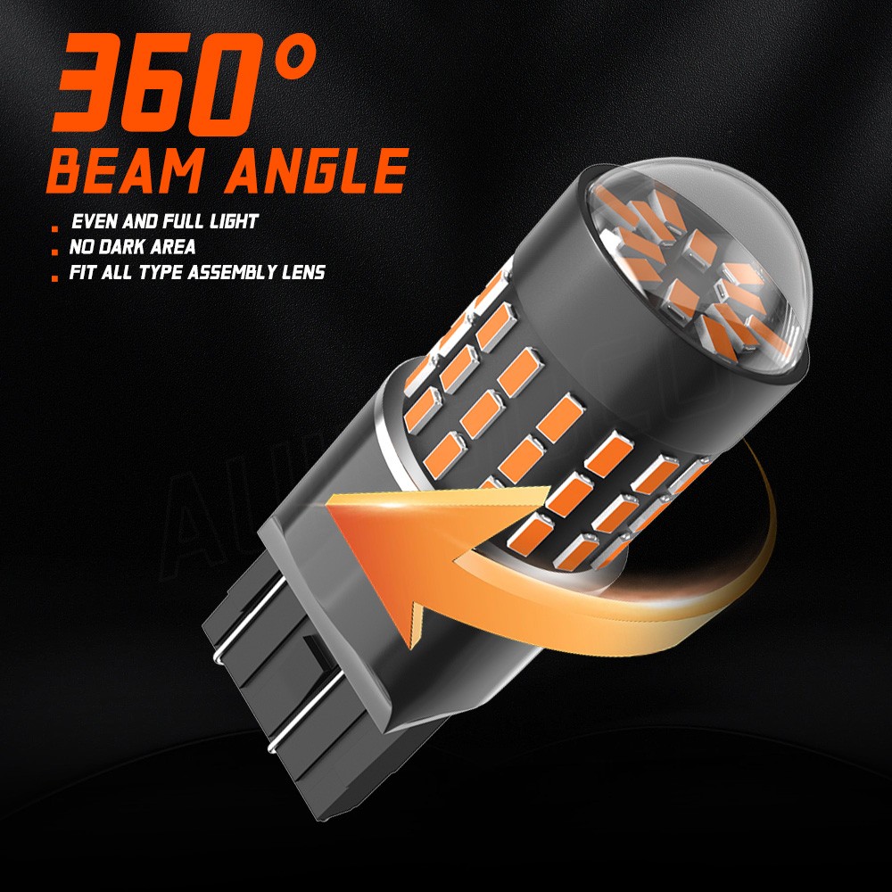 4X 7443 LED Turn Signal Light Bulbs Amber 7440 7441 W21W with Built In Resistor