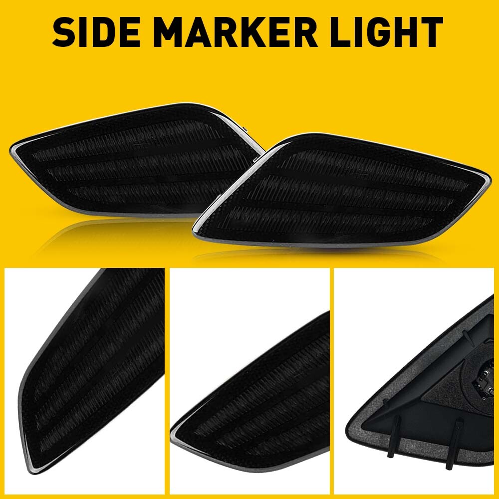 4X LED Smoked Side Marker Light Cover for 1997-2006 Jeep Wrangler TJ Accessories