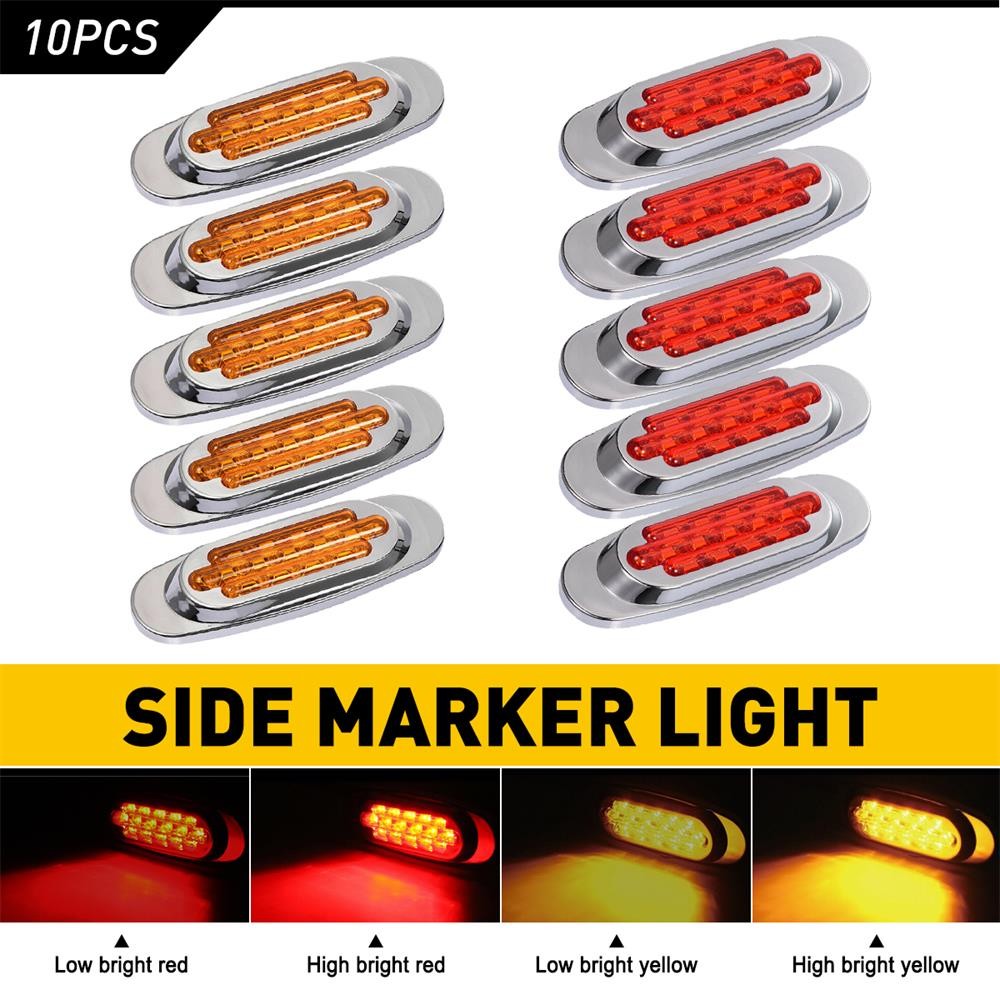 2/4/10x 6.5″ Amber Side LED Marker Lights Chrome 12V Clearance Truck Trailer