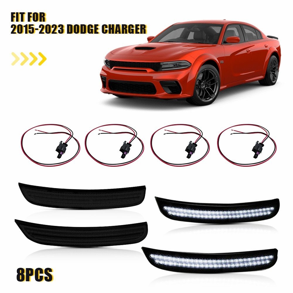 For Dodge Charger 2015-2023 Front Rear Side Marker Light Lamps Smoked LED EOOR