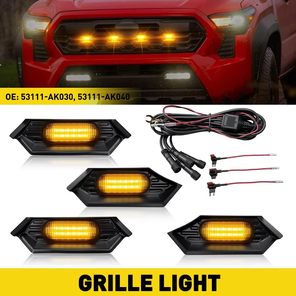 Amber LED Grill Lights for 24-25 Toyota Tacoma TR D Sport/Off-Road Accessories