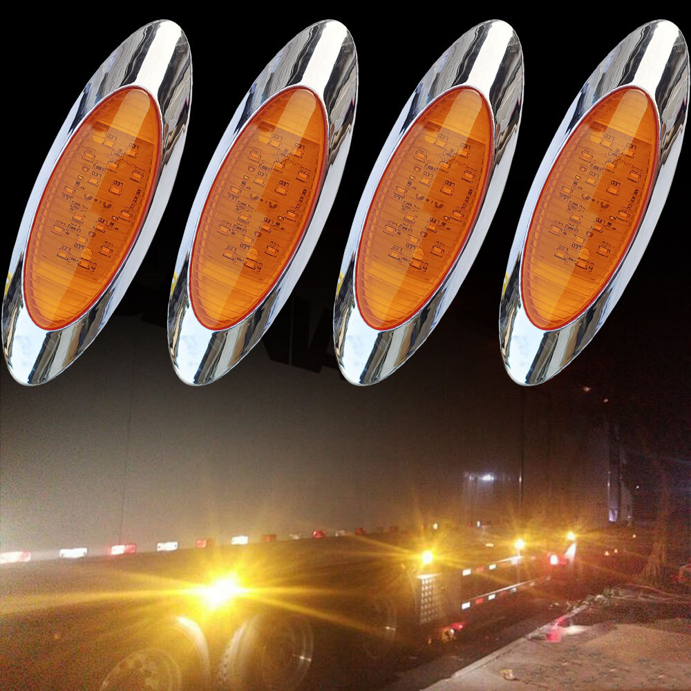 4x 6.5″ Amber 16 ENERGY-EFFICIENT LIGHT Oval Side Marker Light for Freighliner P