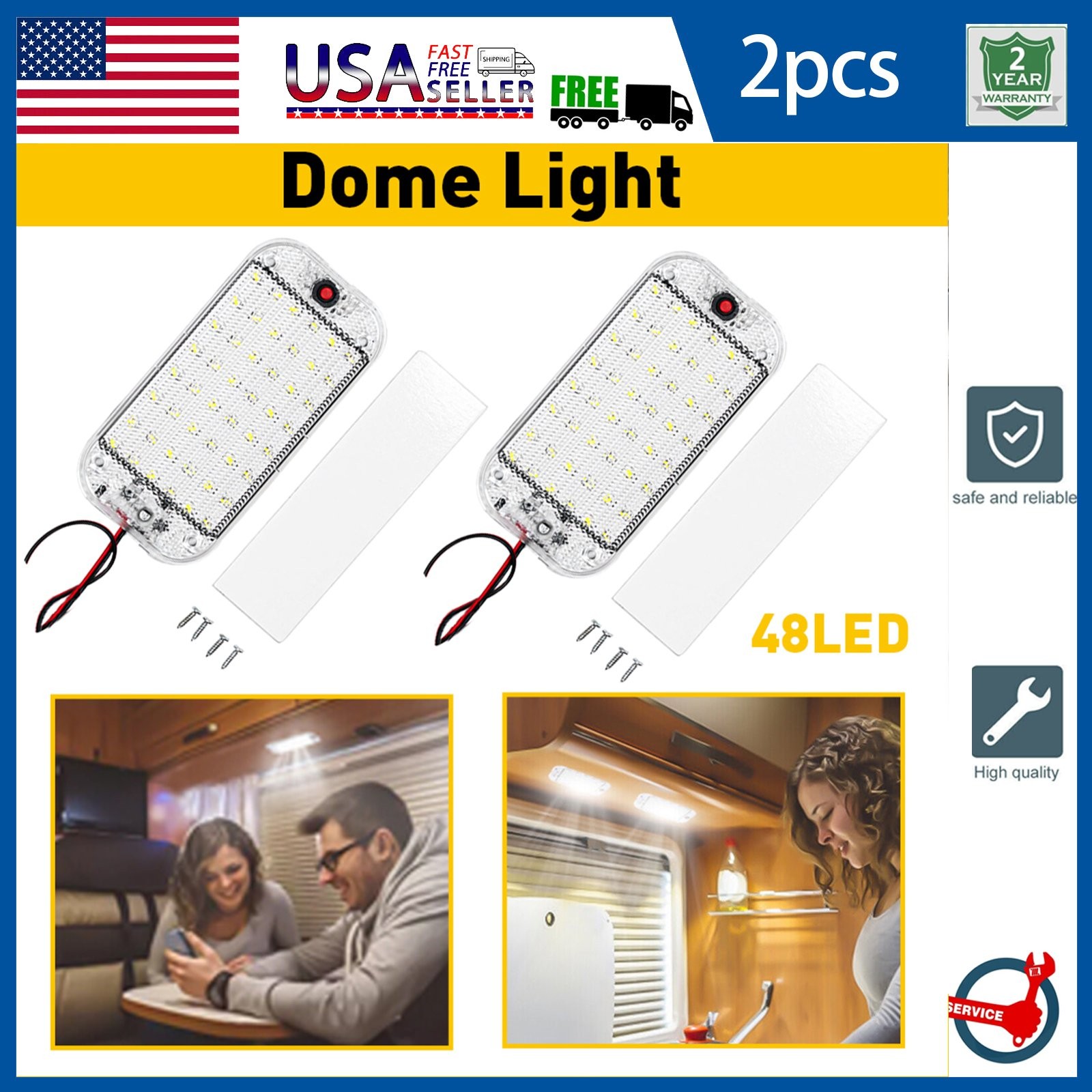 4Pcs 12V 60LED RV Ceiling Dome Light RV Interior Lighting for Car Trailer Truck