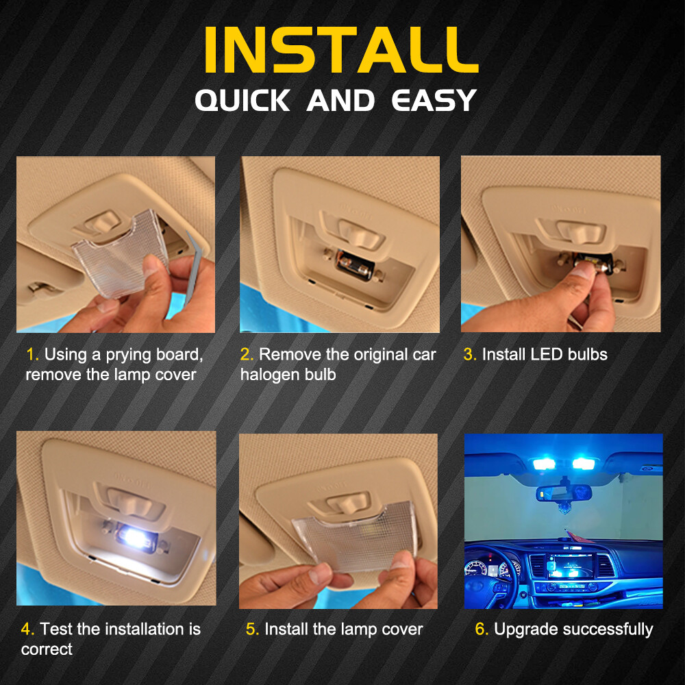 10x Blue Interior LED Lights Map Dome License Bulbs for Hyundai Venue 2020-2024