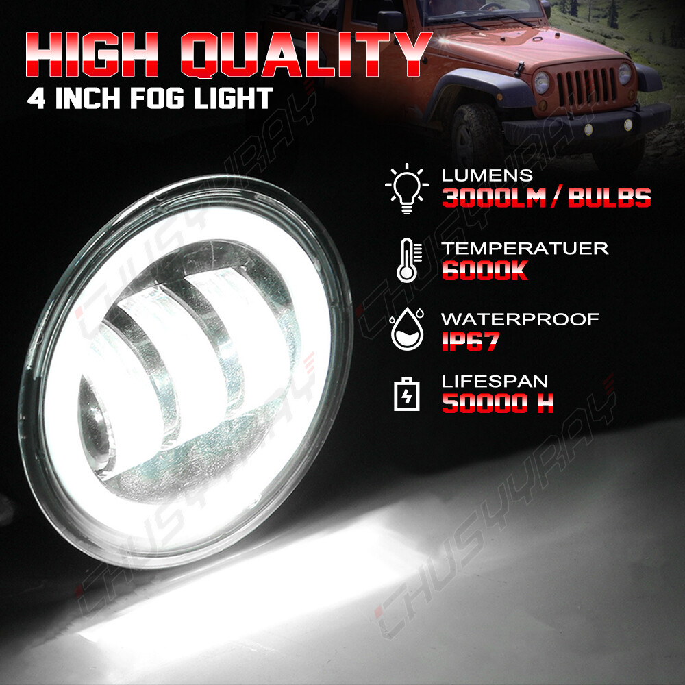 fit Kenworth T2000 Halo 7inch Round LED Headlights & 4inch LED Fog Light Combo