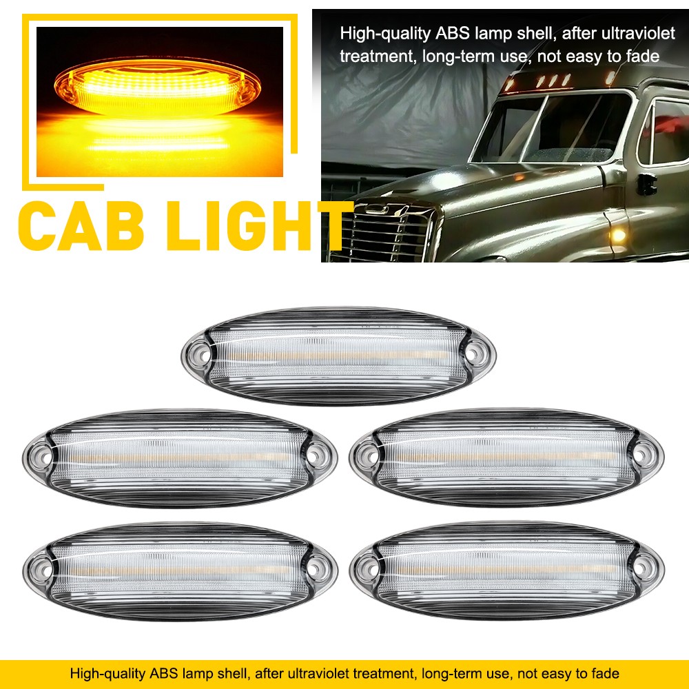 5x For Freightliner Cascadia 2008-up LED Roof Clearance Marker Lights Clear Lens