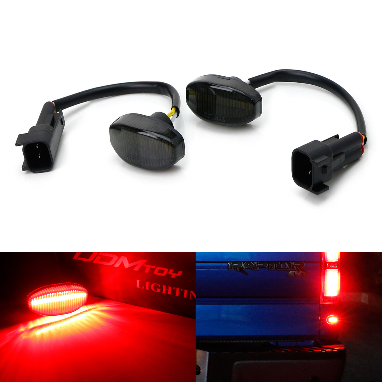 Smoke Lens 12-SMD Red LED Rear Bumper Tailgate Sidemarker Lights For Ford Raptor