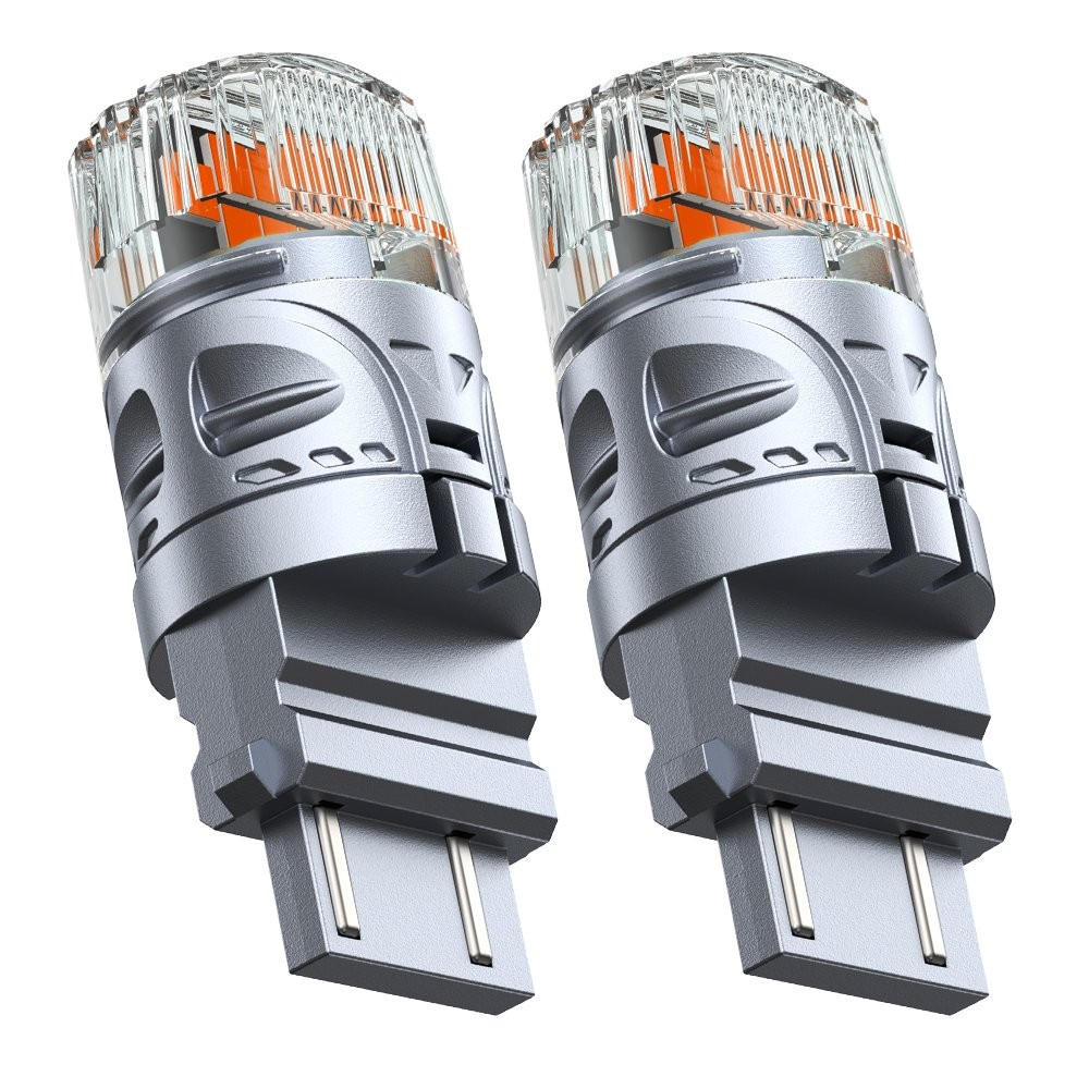 Pair 3157 Amber LED Turn Tail Signal Light Bulb Error Free SMD Silver BRS AUXITO