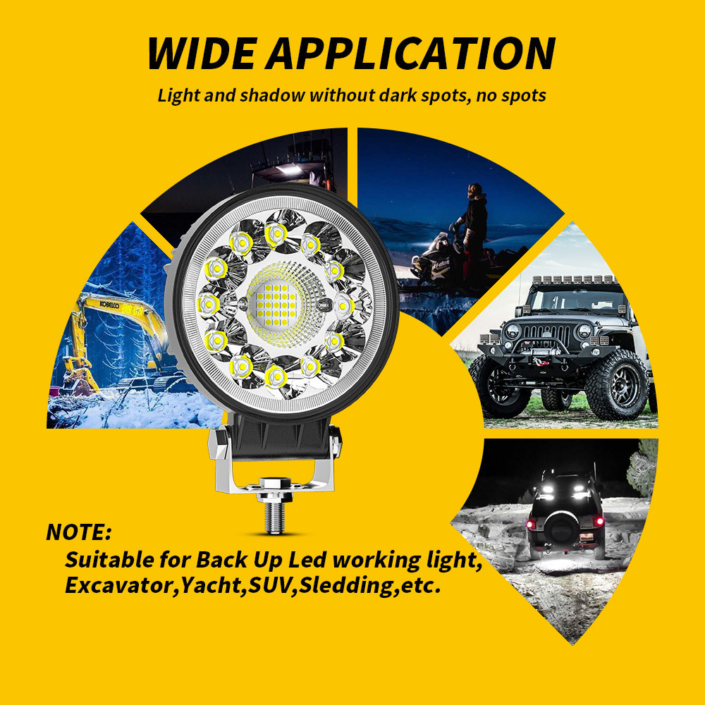 2Pcs 4.5Inch Round LED Work Light Pods Spot Light For Truck Offroad Tractor SUV