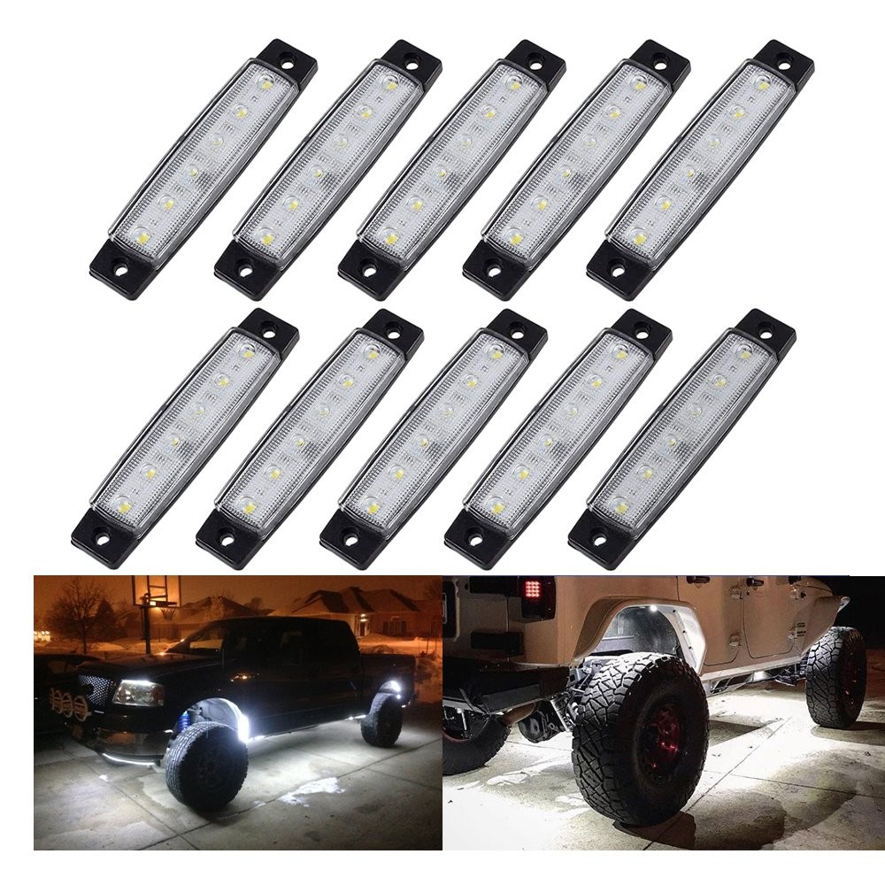 2Set White Rock LED Light pods 10 for Lights 12V Off Road Car Truck ATV Underbod