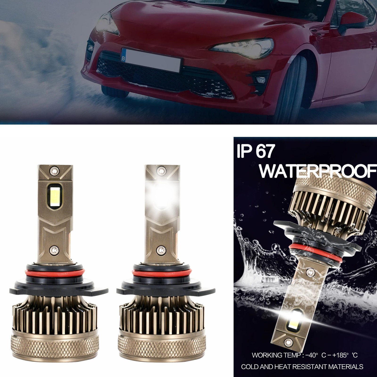 VLAND NEW 9005 LED Headlight Super Bright Bulbs Kit Set 6500K Low High Beam