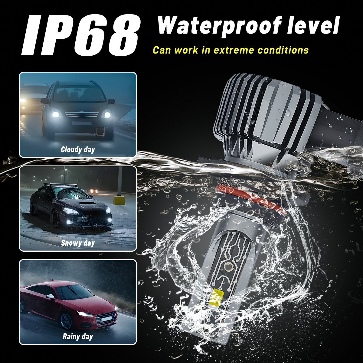 9005+H11 Combo LED Headlight KIT Bulbs 10000K High&Low Beam Super Bright White