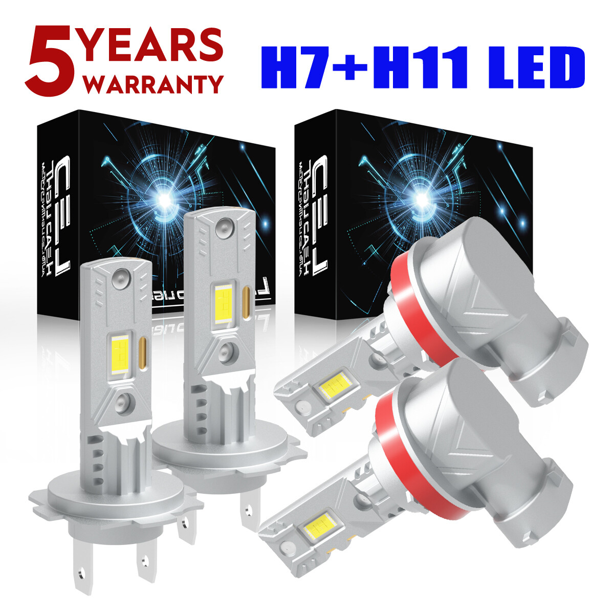 Ford Fusion 2006-2016 Bright White CSP H7+H11 LED Headlights High&Low Beam kit