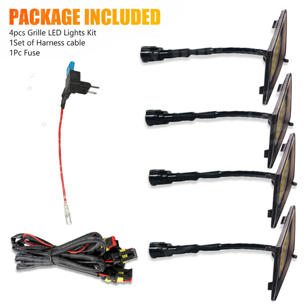 Set 4PCS Smoked Front Grille Led Amber Lights Light For Toyota 4Runner 2014-2019