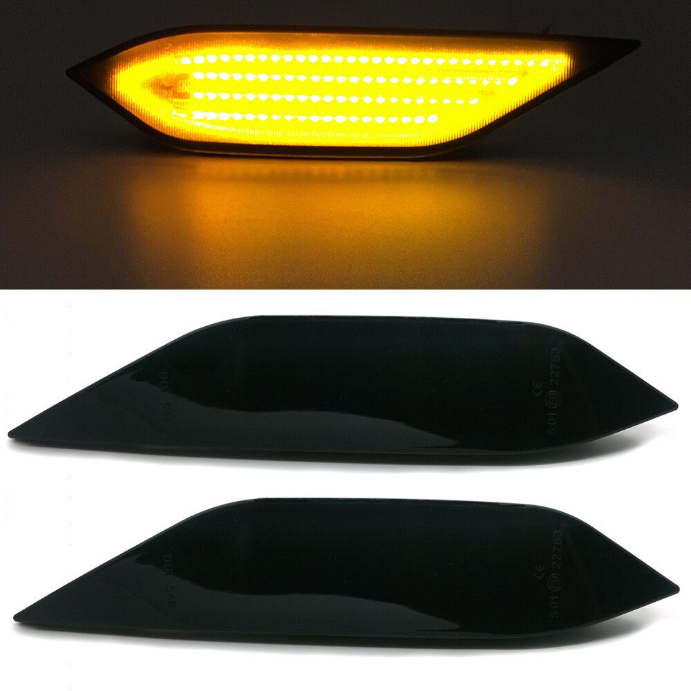 Smoked Lens Amber LED Front Side marker Lights For 11-14 Pre-LCI Porsche Cayenne