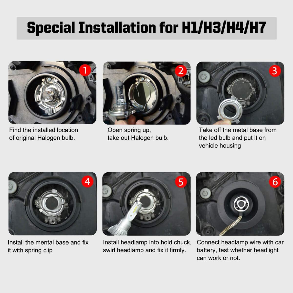 LASFIT H4 Headlight Bulbs LED High Low Beam Conversion Kit 60W Extremely Bright