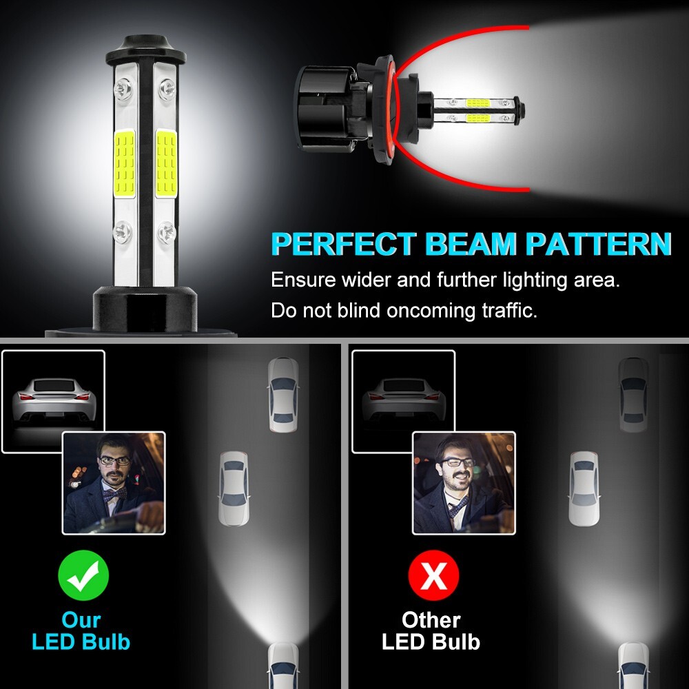 H13 9008 LED Headlight Bulbs Kit High Low Beam 6500K Super Bright White 720000LM