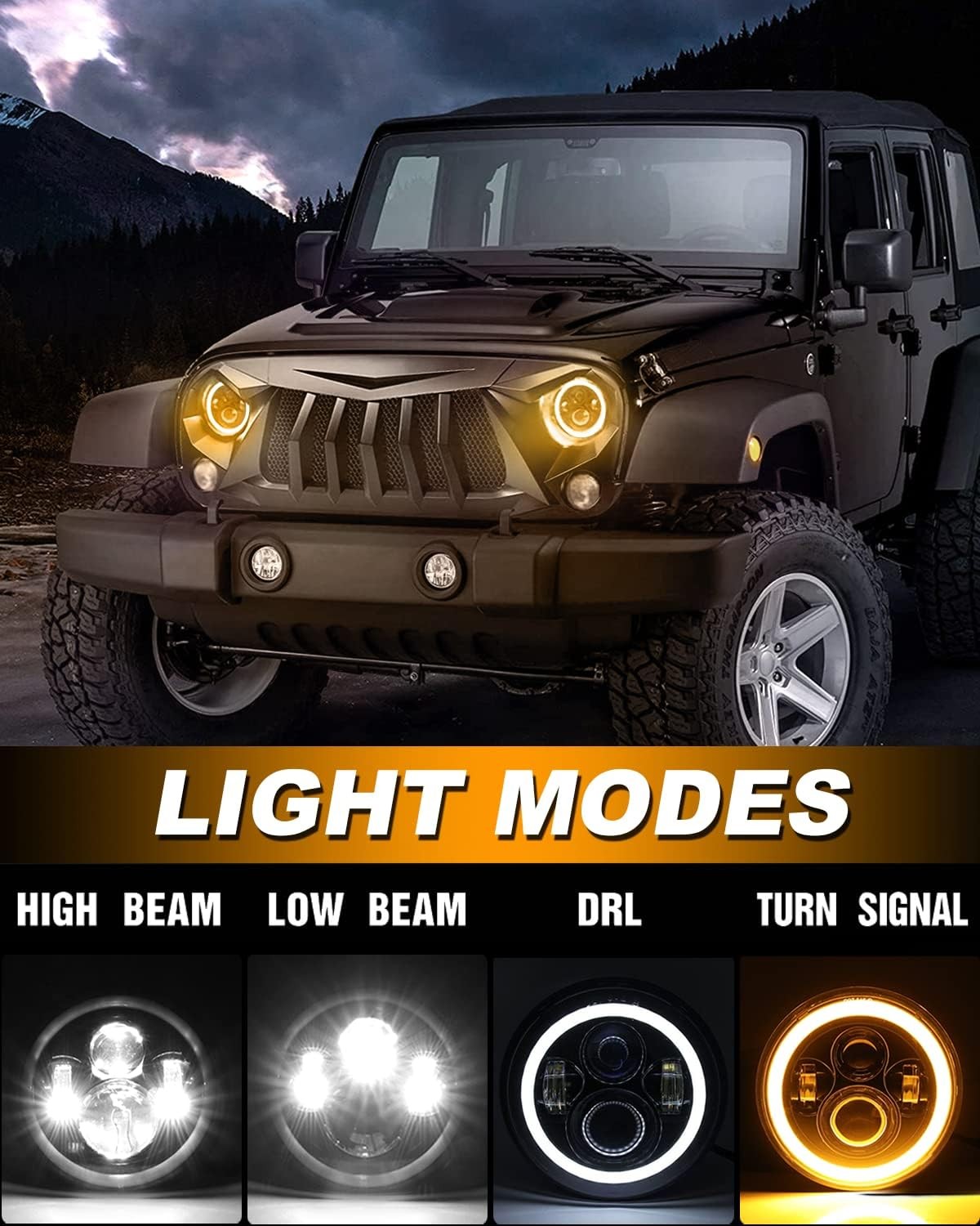 7″ Inch LED Headlights Round High Low Beam DRL fit 1970-1991 Mitsubishi Montero