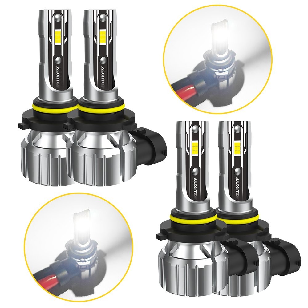 4PCS AUXITO 9005 9006 LED Headlight Bulb Hi Low Beam Combo 6500K White Canbus E2