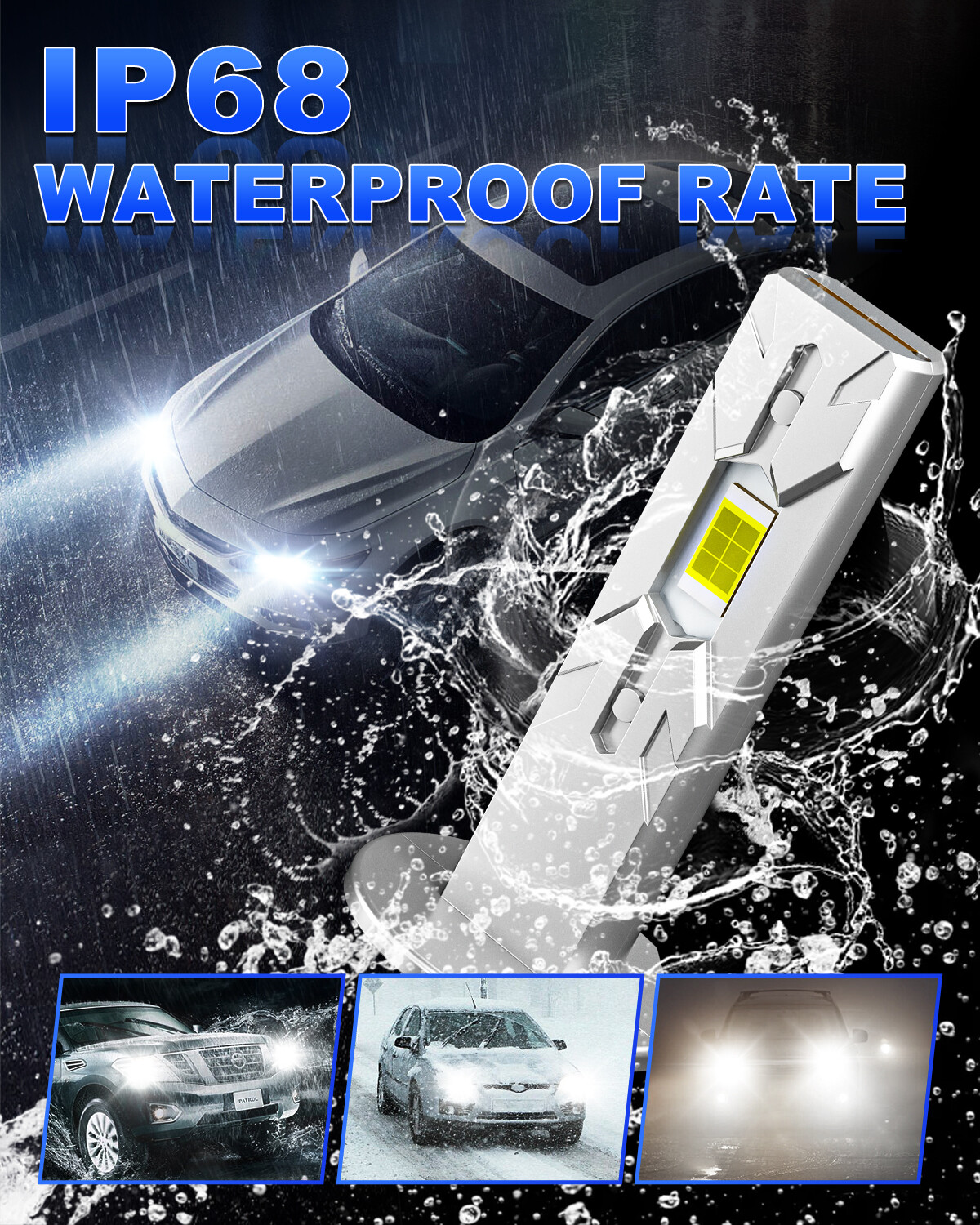 H1 LED Headlight Bulb Conversion Kit High Low Beam Lamp 6500K White 16000LM