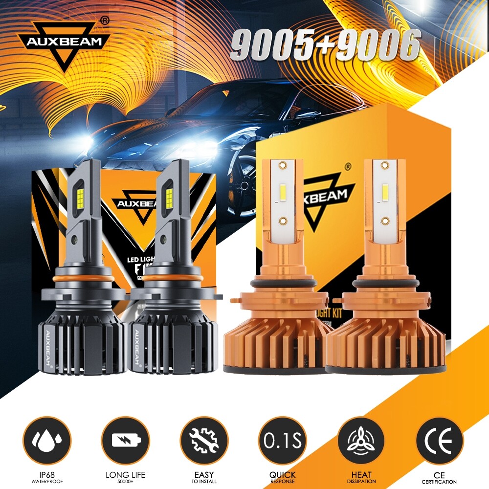 9005 9006 LED Headlights Kit Bulbs 6000K High Low Beam Super White Bright 122W