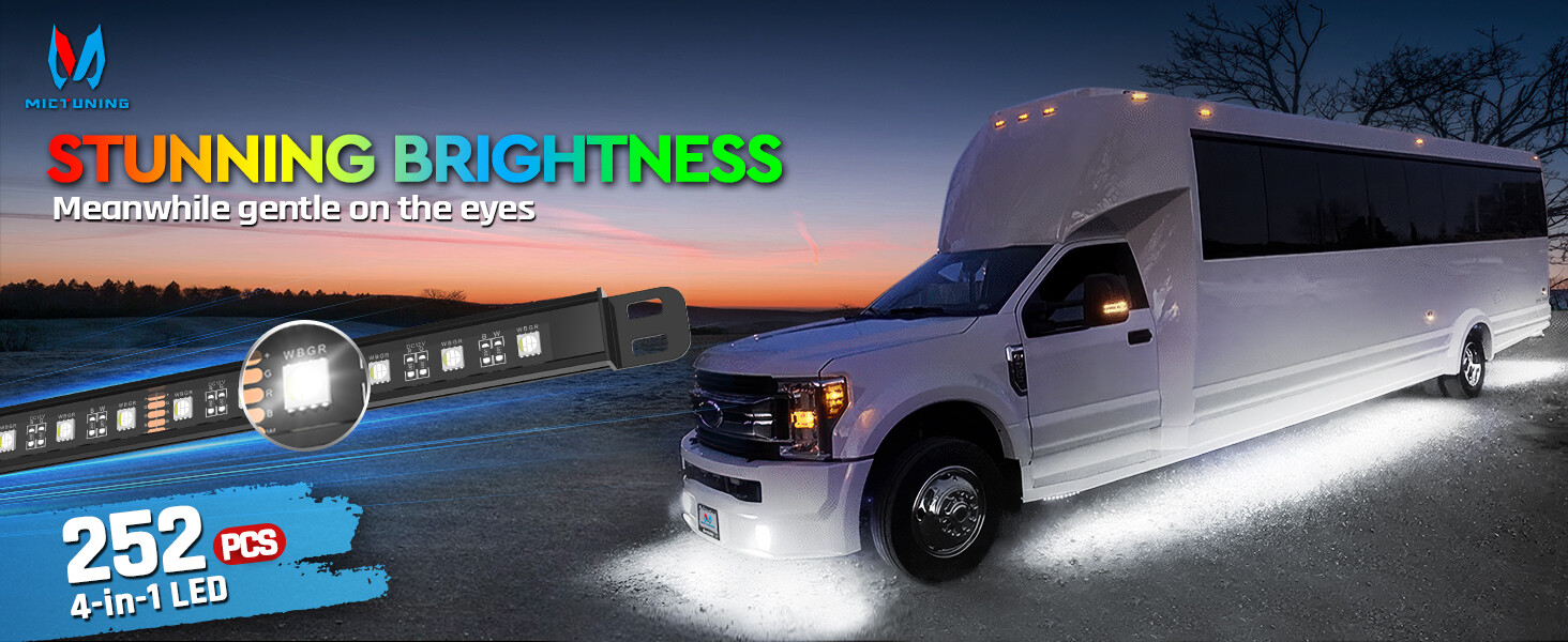 RGBW Underglow Light Bar, Exterior Neon Accent Underbody LED Light Strip Tube US