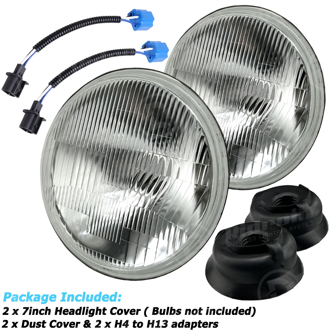 7 Inch LED Round GLASS Headlight Original Classic Look + LED H4 Bulb Conversion