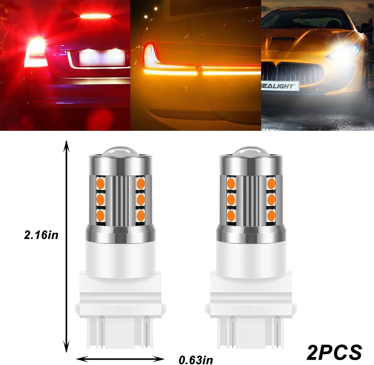 Durable Aviation Aluminum LED Turn Signal Bulbs – 2PCS, 5W Yellow for All Cars