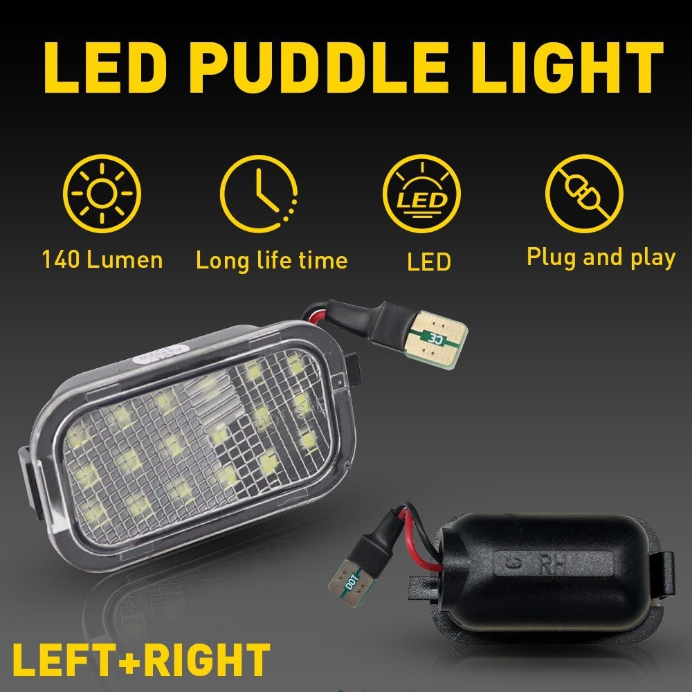 2pcs White Side Mirror 18-Led Puddle Light 6000K For Cadillac Escalade Chevy GMC