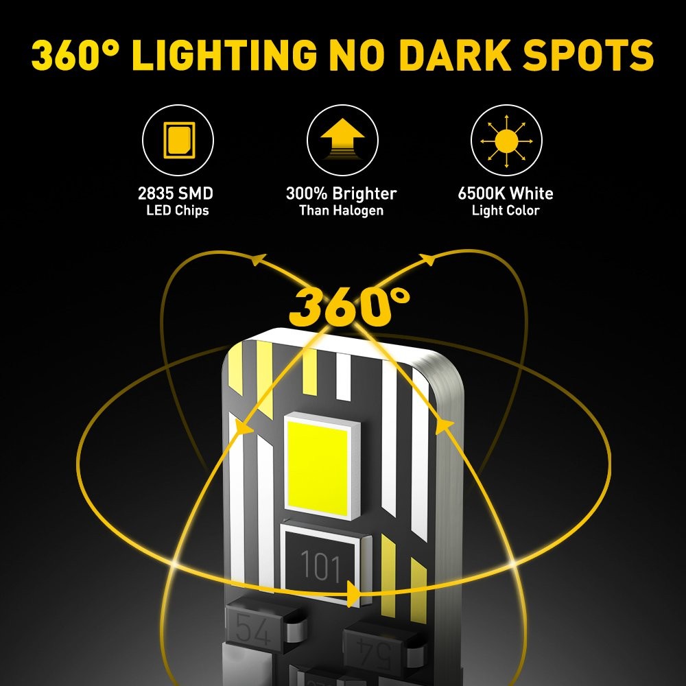 AUXITO T10 194 168 2825 W5W 2-LED License Plate Inside Map Trunk Light 200LM B*