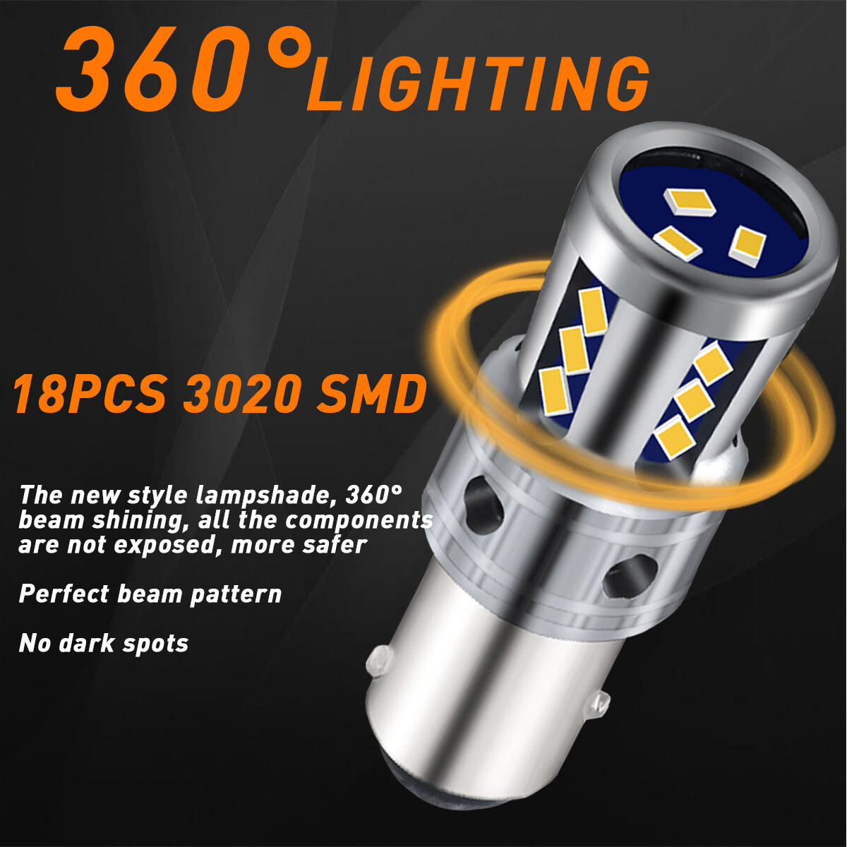 2X 18-SMD LED Brake Stop Light Bulb 1157 2057 2357 Pure White Bright Free Return