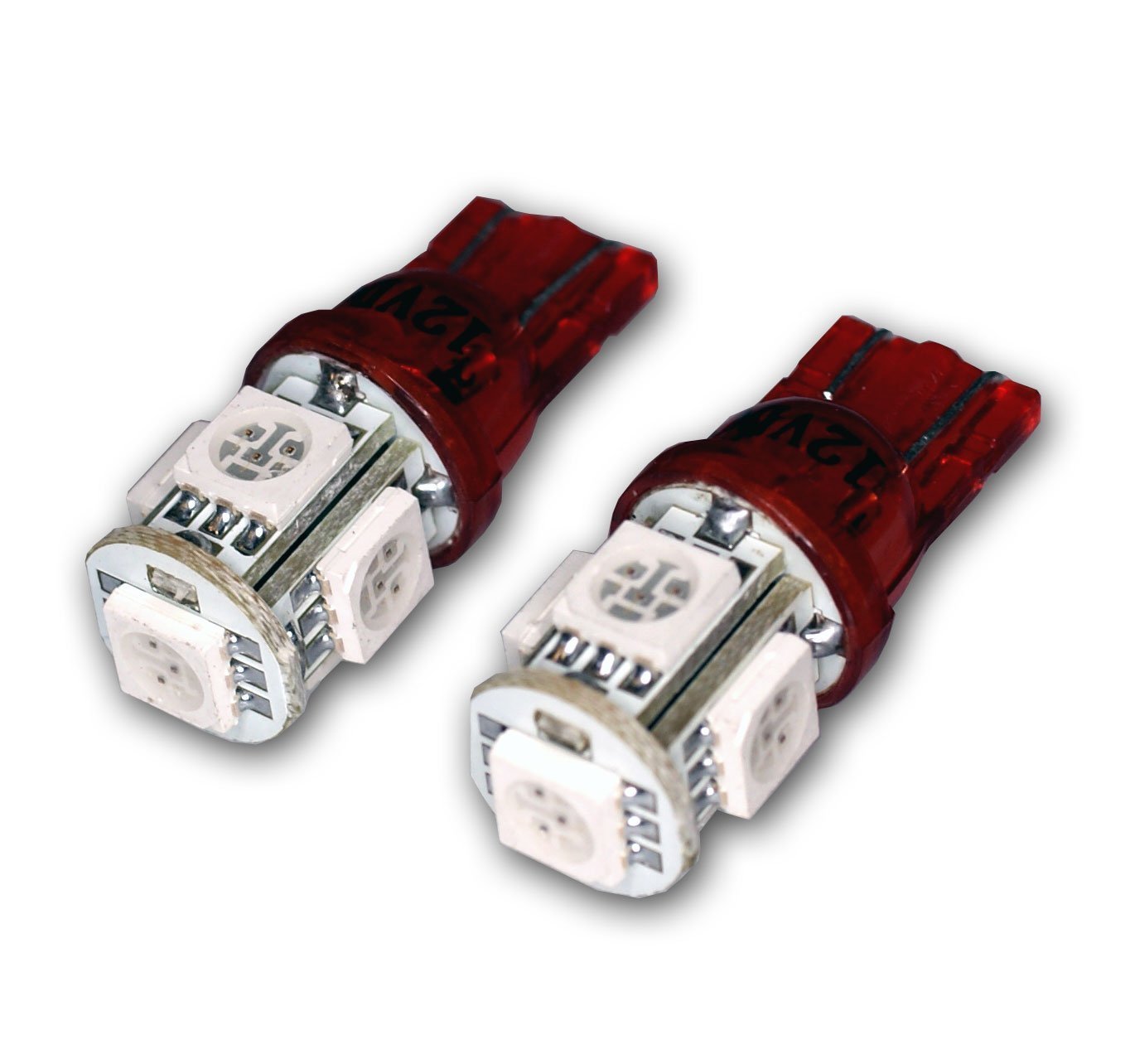 192 194 W5W 168 Xenon Brand New 2 Pcs Red T10 5-SMD Wedge 5050 LED Light Bulbs