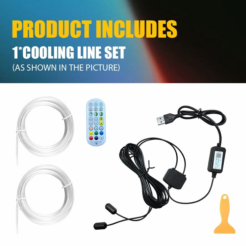 Interior Lamp APP RF Control LED Neon Light Trim Glow Optic Fiber Strip RGB EXC