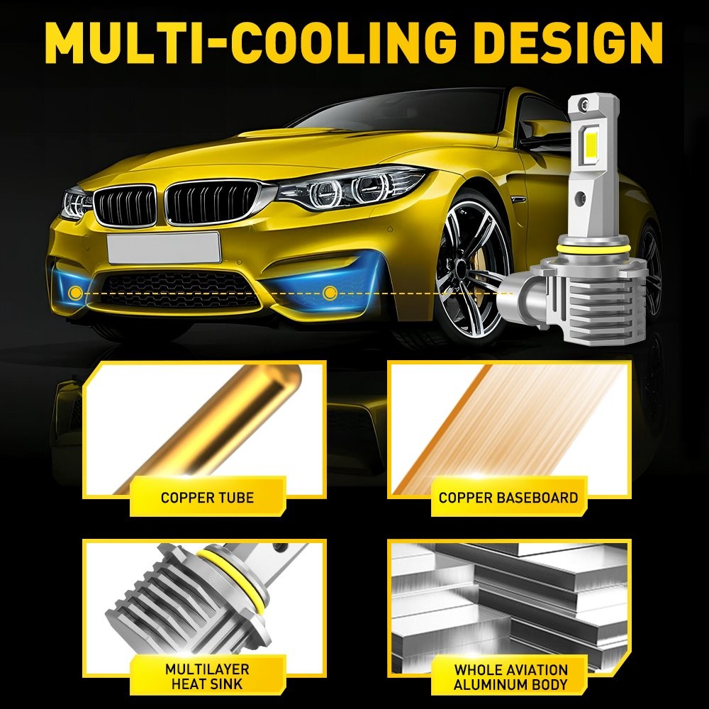 H10 LED Headlight Bulb 6500K 30000LM High/Low Beam Super Bright White 2PCS M6