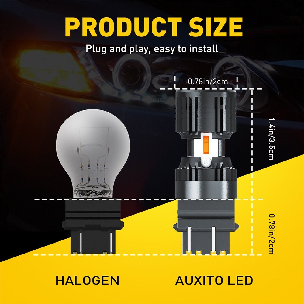 3157 3757 3155 LED Front Turn Signal Light Bulbs Amber Yellow Error Free Canbus