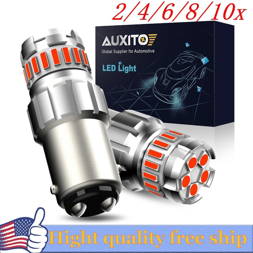 2/4X AUXITO Red 1157 CANBUS Error Free LED Turn Signal TailStop Brake Light bulb