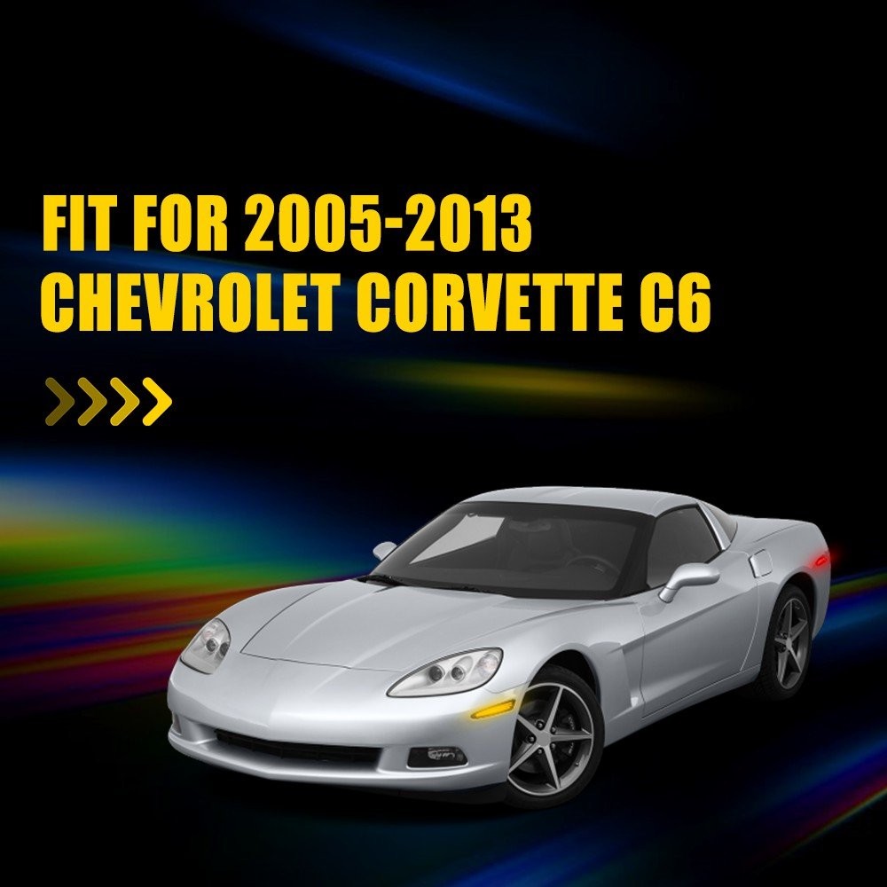 3-Row LED Side Marker Lights Front+Rear For 05-13 Chevrolet Corvette C6 10316651