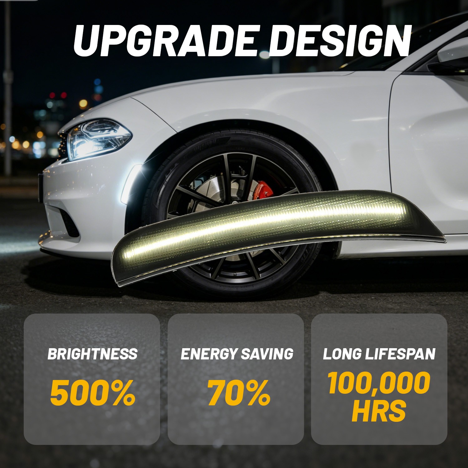 4x Smoked LED Side Marker Lights For 15-22 Dodge Charger R/T Scat Pack SXT SRT