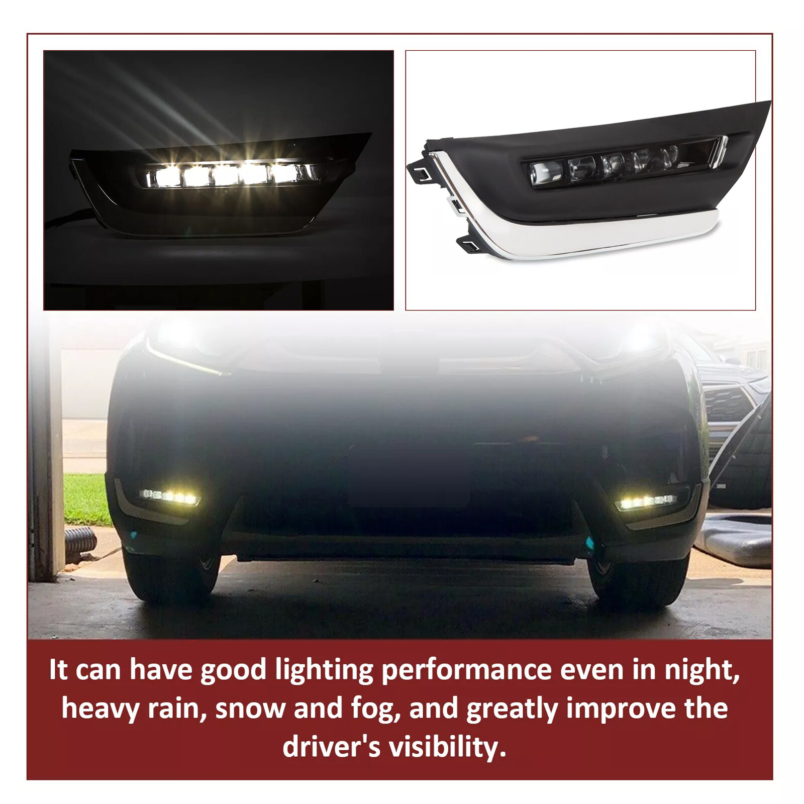 For Honda CRV CR-V 2017-2019 LED DRL Daytime Running Fog Lamp Lights w/Brackets