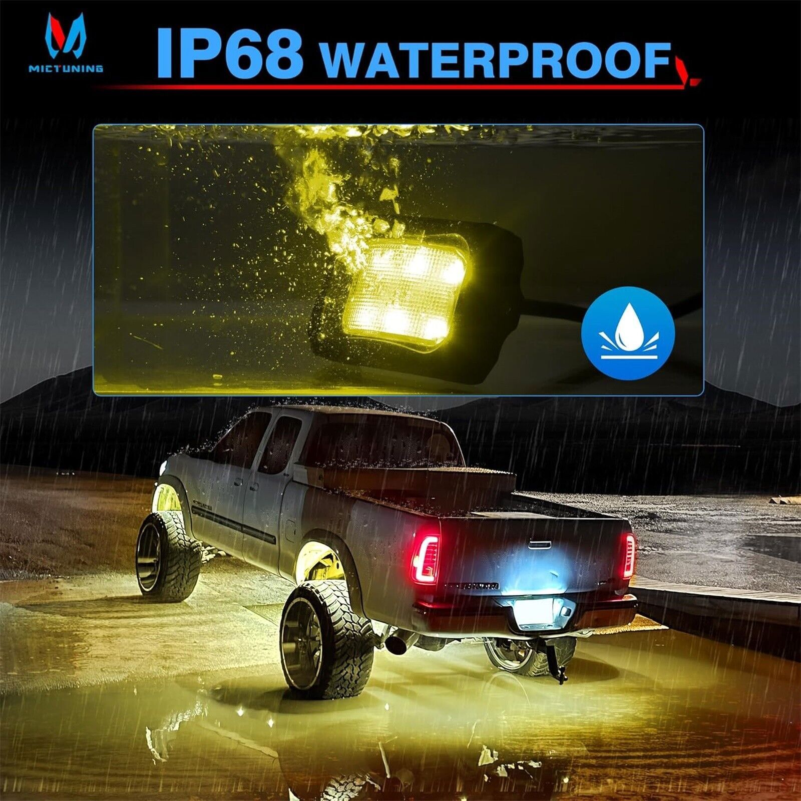 MICTUNING Curved C2 RGBW 12 Pods Underglow Neon LED Rock Lights for Trucks/UTVs