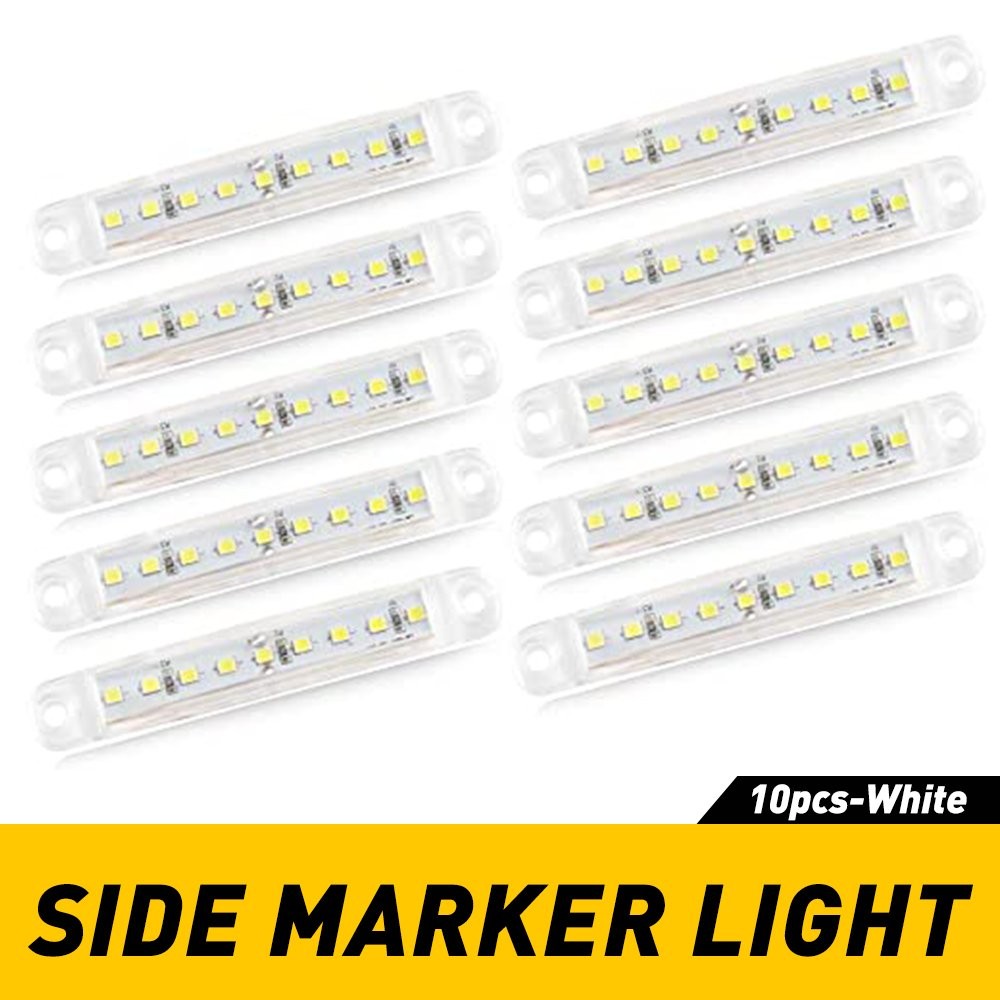 10Pcs 12V Marker Lights LED Car Truck Trailer Clearance Side Light White Lamps