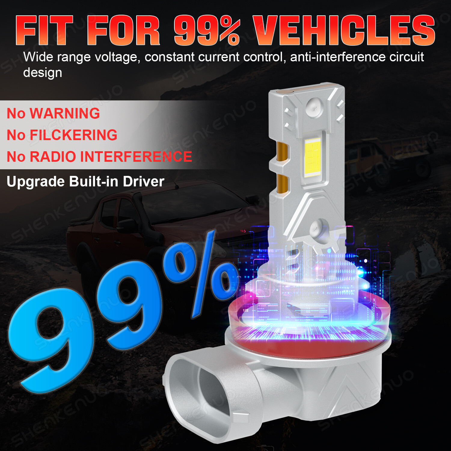 For Ford Fusion 2006-2016 White LED Headlights High&Low Beam Light Bulbs H7 H11