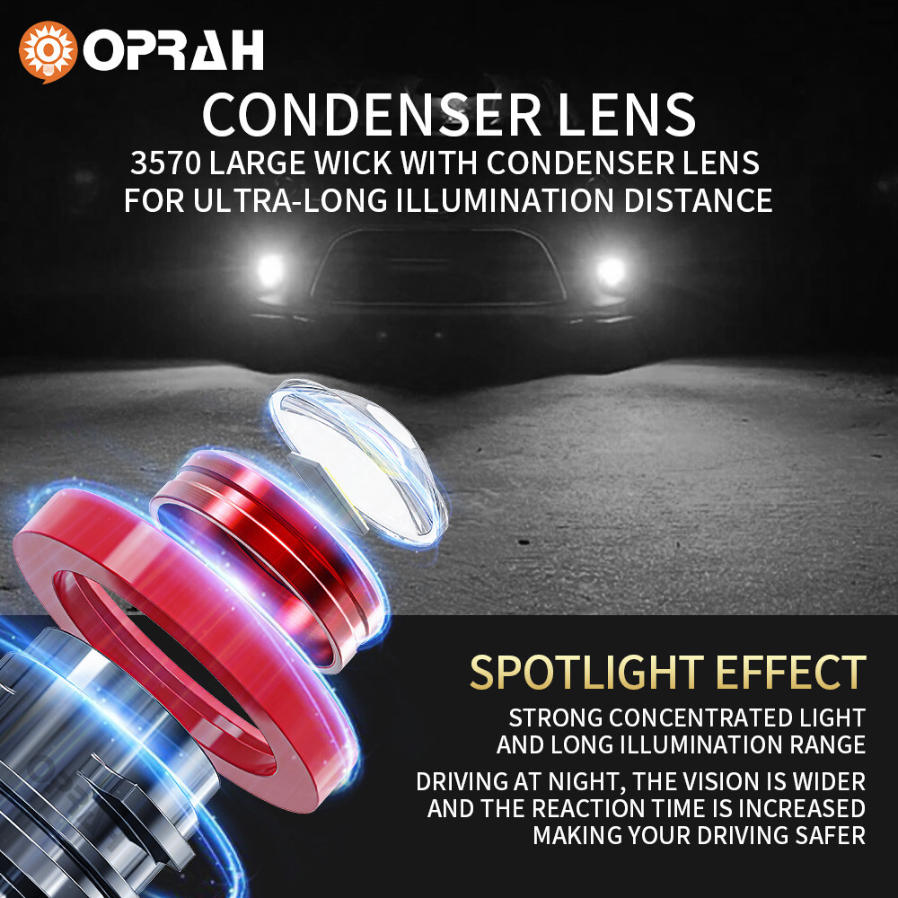 9005 OPRAH LED Fog Light Bulbs Projecto Laser Lens Auto Headlight H7 H11 9006 2X