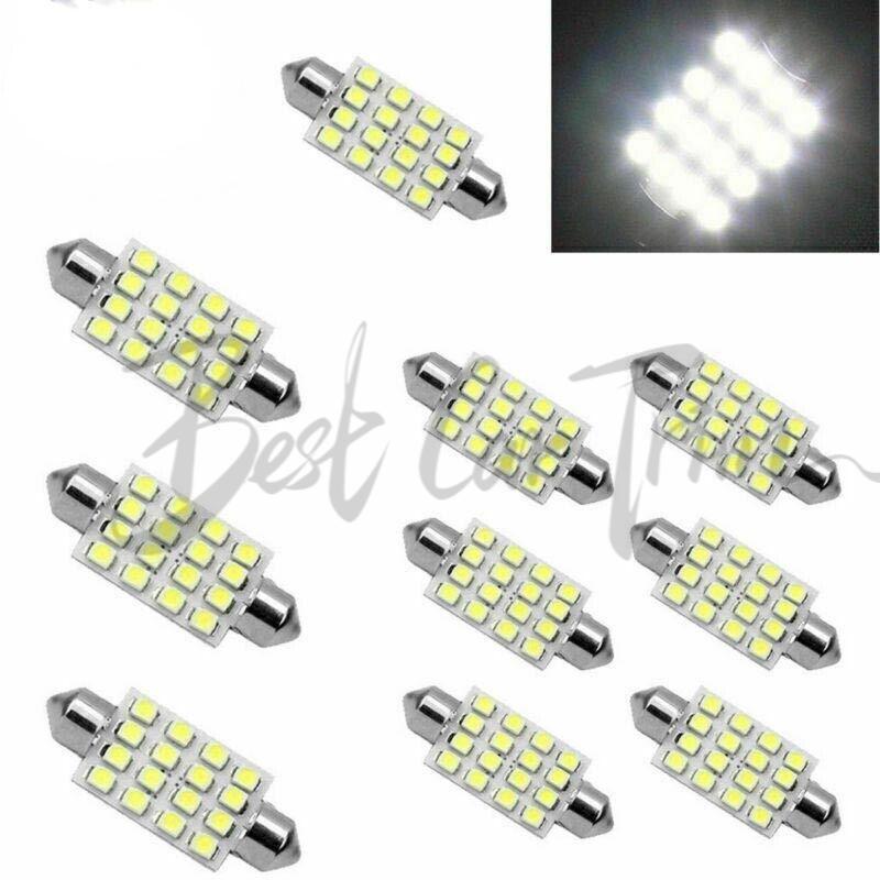 50X White 41mm 16SMD Car LED Festoon Dome Map Interior Cargo Light Bulb 211 578