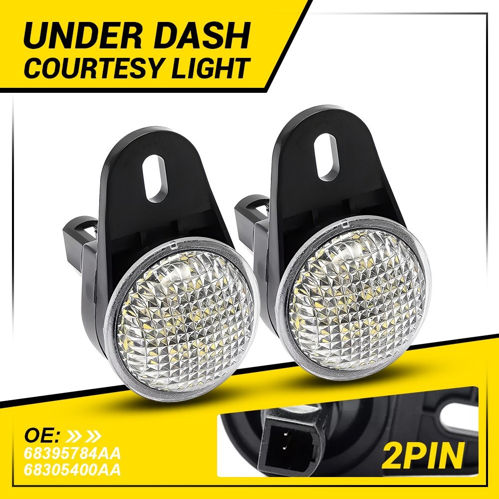 2PCS Clear LED White Under Dash Courtesy Light For 1999-2010 Jeep TJ Wrangler JK
