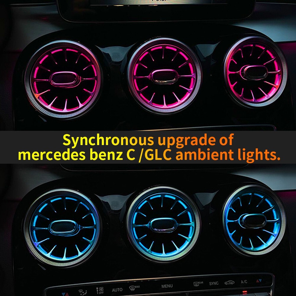 7PCS AC Vent Ambient Light For Mercedes Benz C-Class W205 2019-2021 64 Colors
