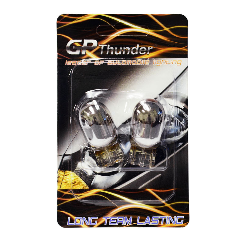 GP Thunder 7440 Chrome Silver Light Bulbs Turn Signal Brake Light Amber 2pcs