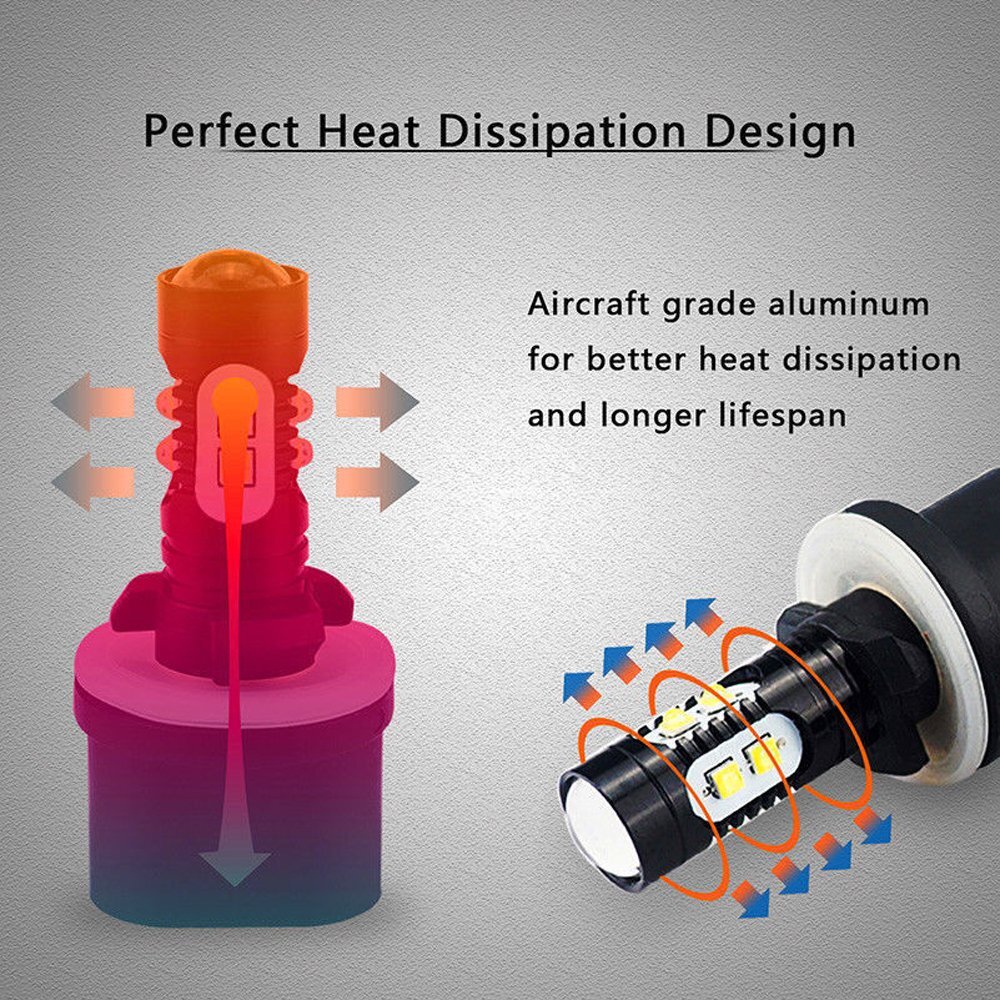 2x 6000K 880 LED Super White 100W Fog Daytime Running Light Bulbs No Polarity