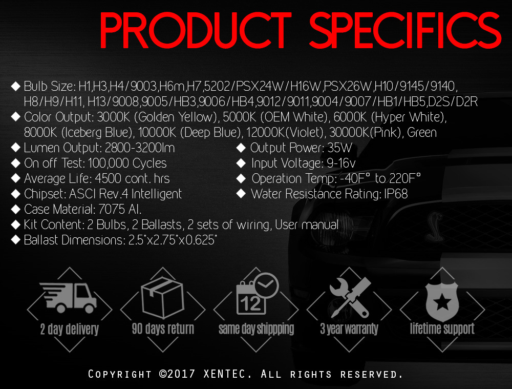 Xenon H3 6000K Diamond White Slim Ballast Headlight HID Conversion Kit